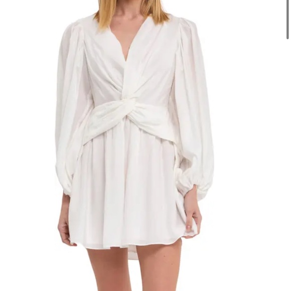 Endless Rose Twist Front Drape Long Sleeve Minidress - Picture 2 of 5